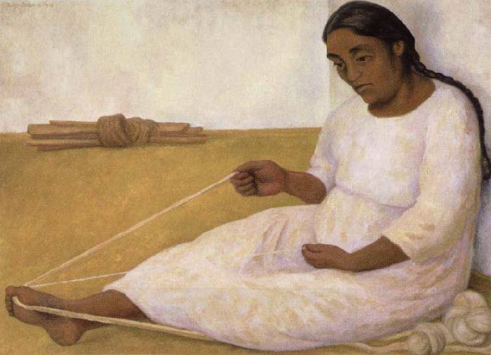 Diego Rivera indian spinning oil painting picture